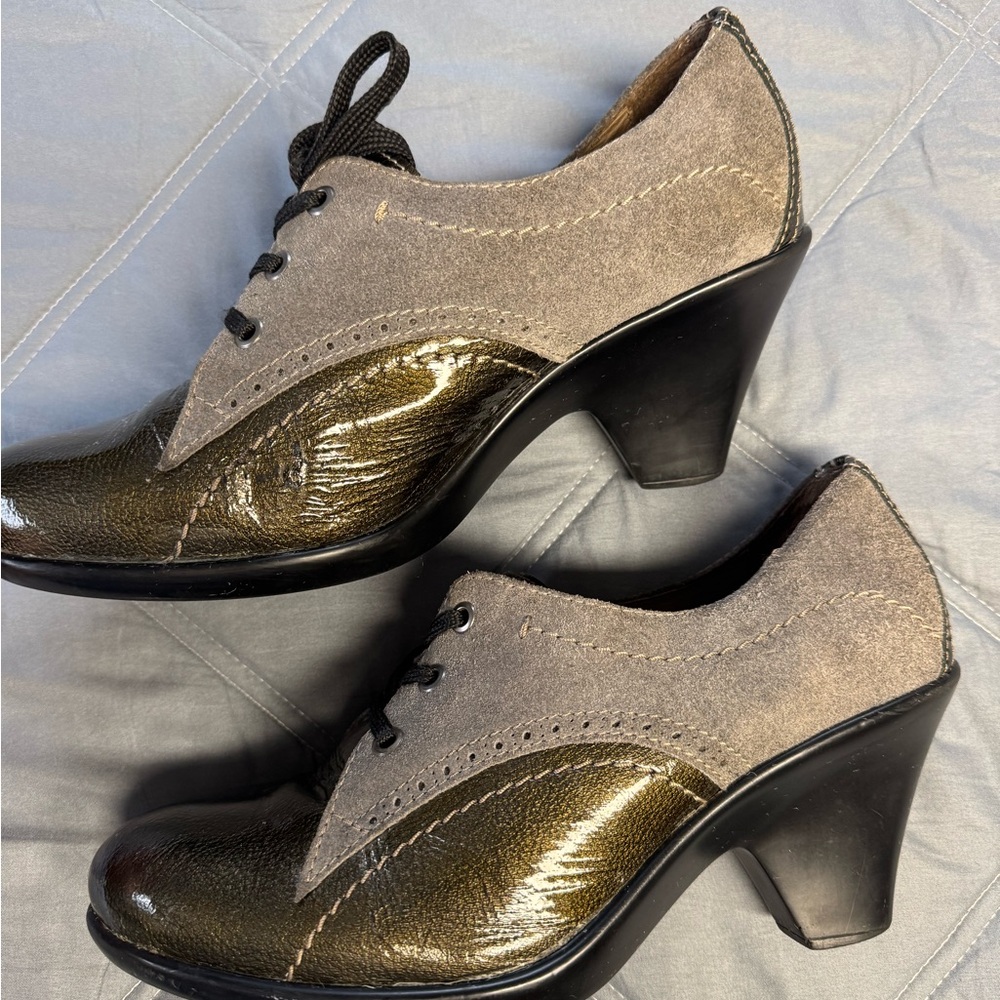 Dromedaris Leather Lace-Up Olive Green Oxford Shoes - Picture 3 of 11
